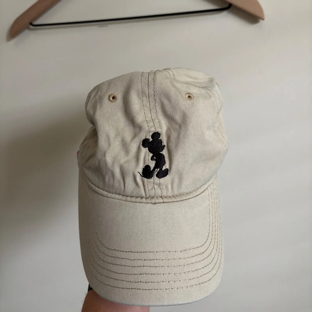 Disney Mickey Mouse Embroidered Khaki Tan Dad Hat Baseball Cap Adjustable